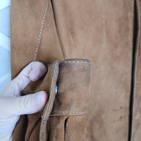 Robert Comstock Endurance Leather Button Down Collared Shirt Men LG Western Boho - Picture 8 of 14